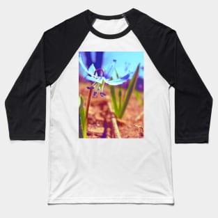 Tiny Blue Wild Flower Baseball T-Shirt